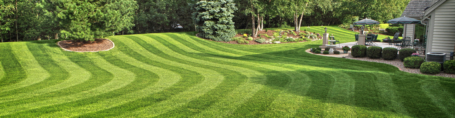 green lawn with stripes